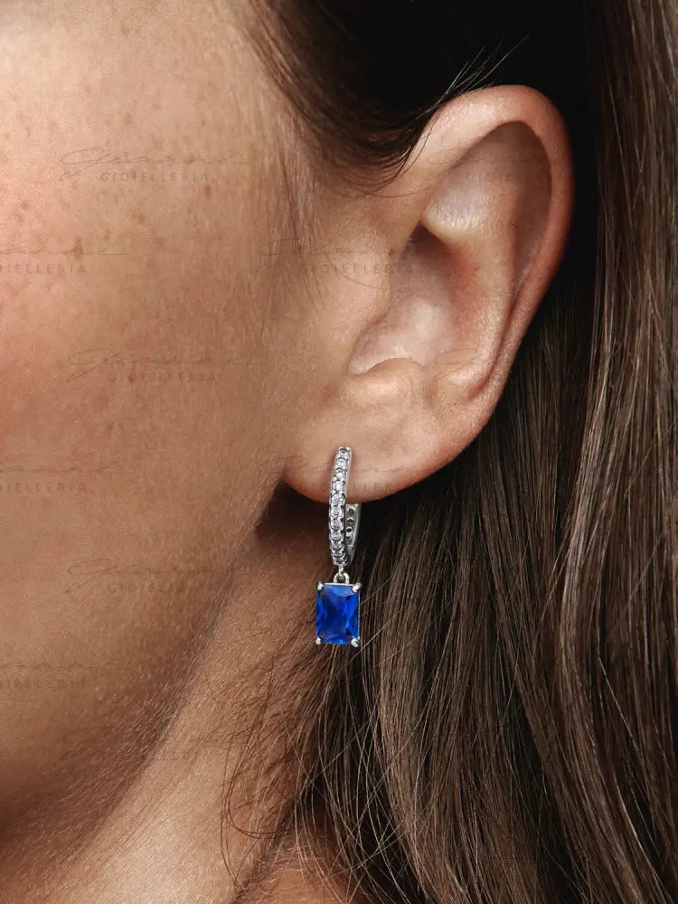 Orecchini Pandora - Cerchi Pavè e Pietre Blu Orecchini