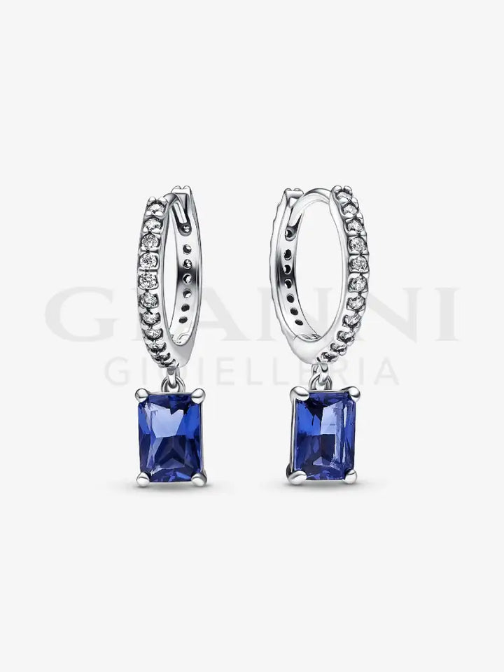 Orecchini Pandora - Cerchi Pavè e Pietre Blu Orecchini