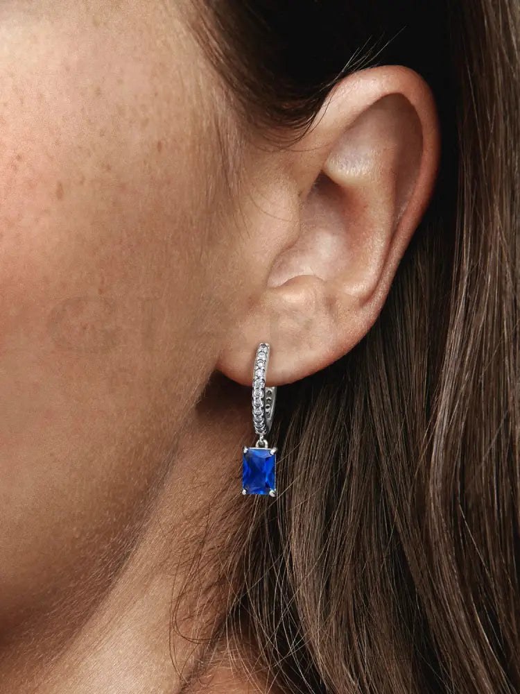 Orecchini Pandora - Cerchi Pavè e Pietre Blu Orecchini