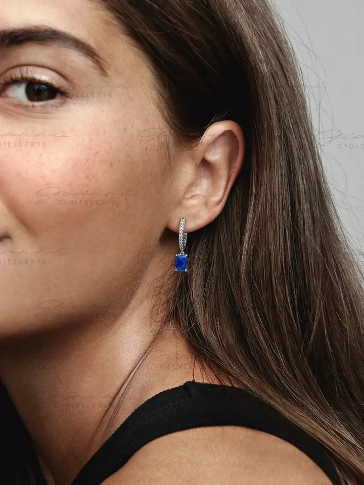 Orecchini Pandora - Cerchi Pavè e Pietre Blu Orecchini