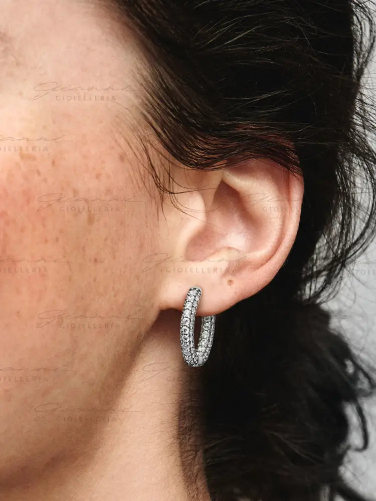 Orecchini Pandora - Cerchi Pavè Fascia Singola Orecchini