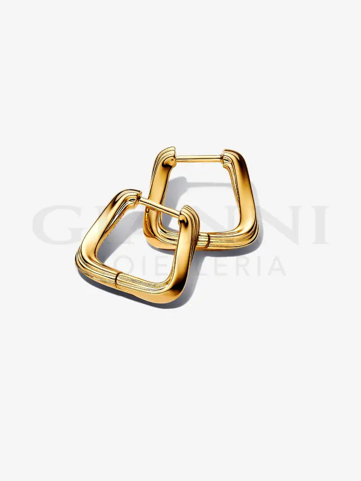 Orecchini Pandora - Cerchi Squadrati Linea Avvolgente Orecchini