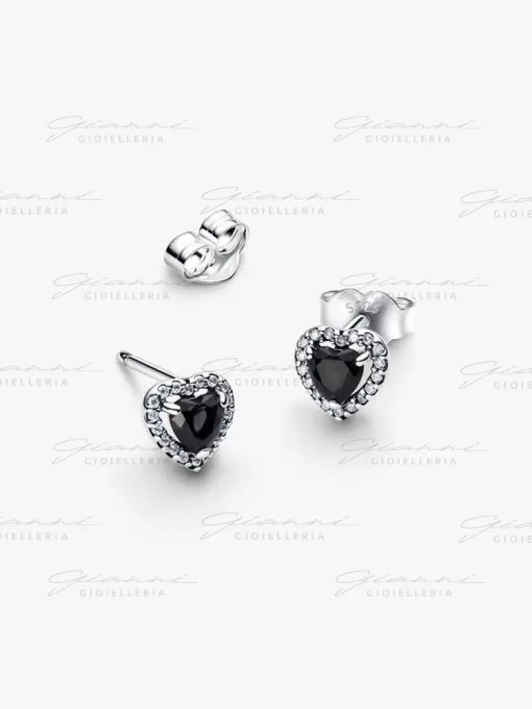 Orecchini Pandora - Cuore in Rilievo Nero Orecchini