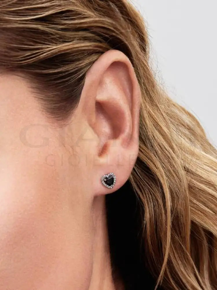 Orecchini Pandora - Cuore in Rilievo Nero Orecchini