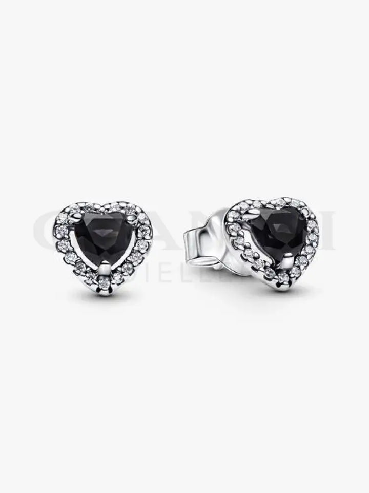 Orecchini Pandora - Cuore in Rilievo Nero Orecchini