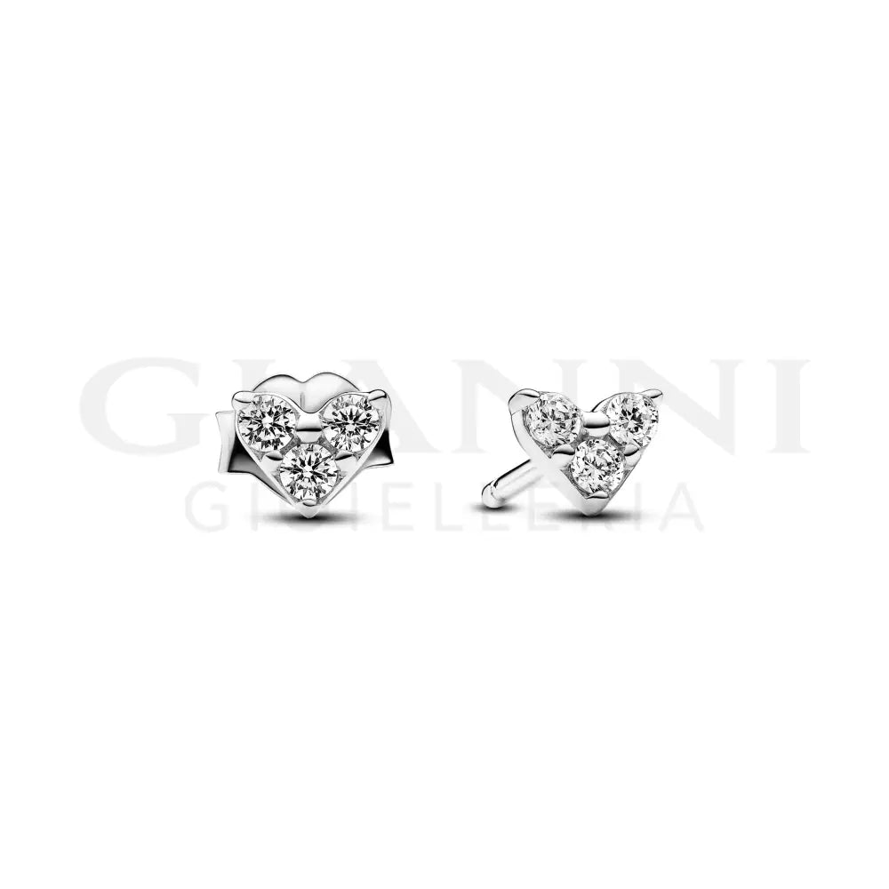 Orecchini Pandora - Cuori con Tre Pietre Orecchini