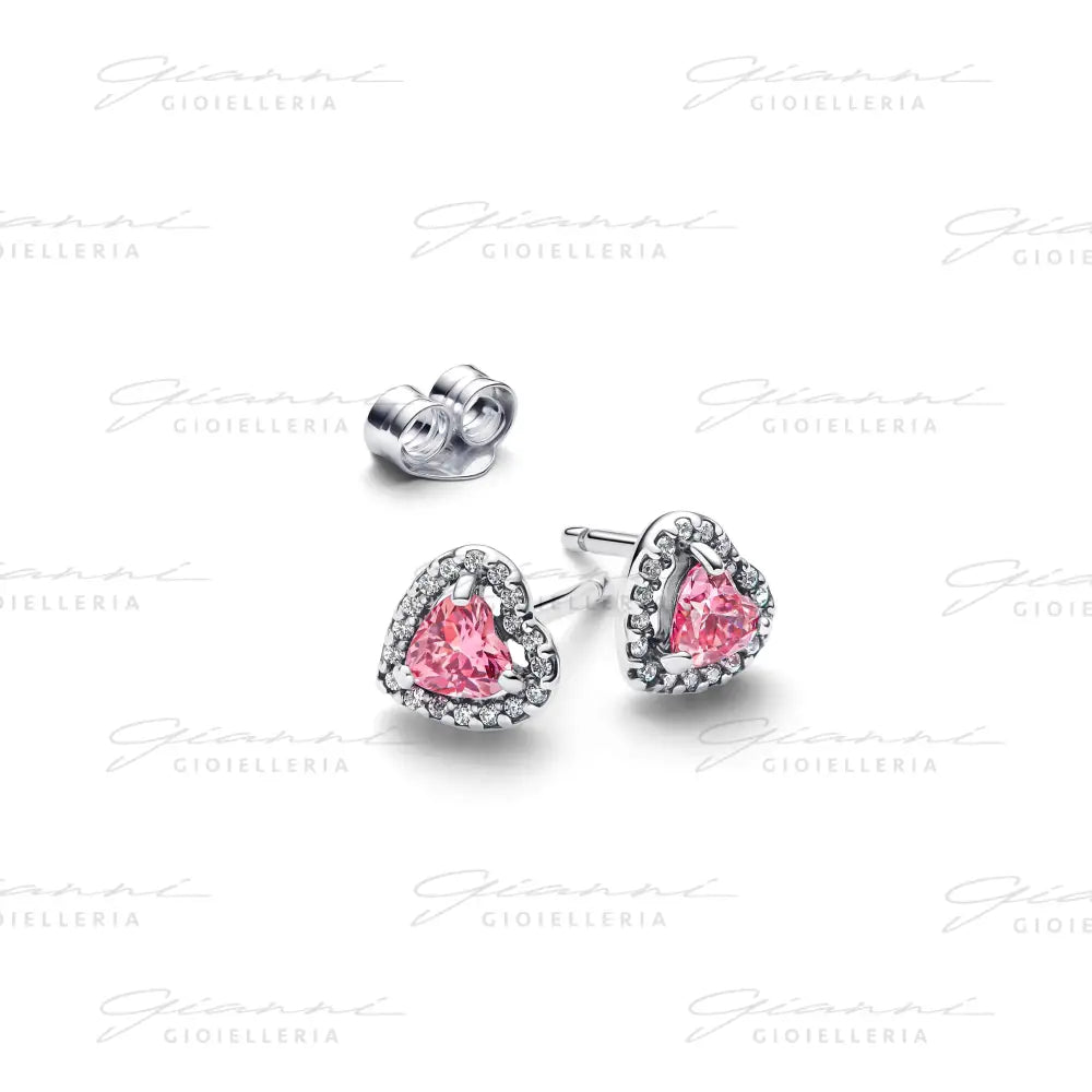 Orecchini Pandora - Cuori in Rilievo Rosa Orecchini