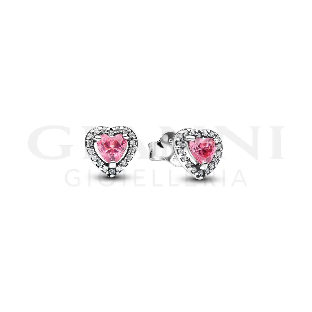 Orecchini Pandora - Cuori in Rilievo Rosa Orecchini