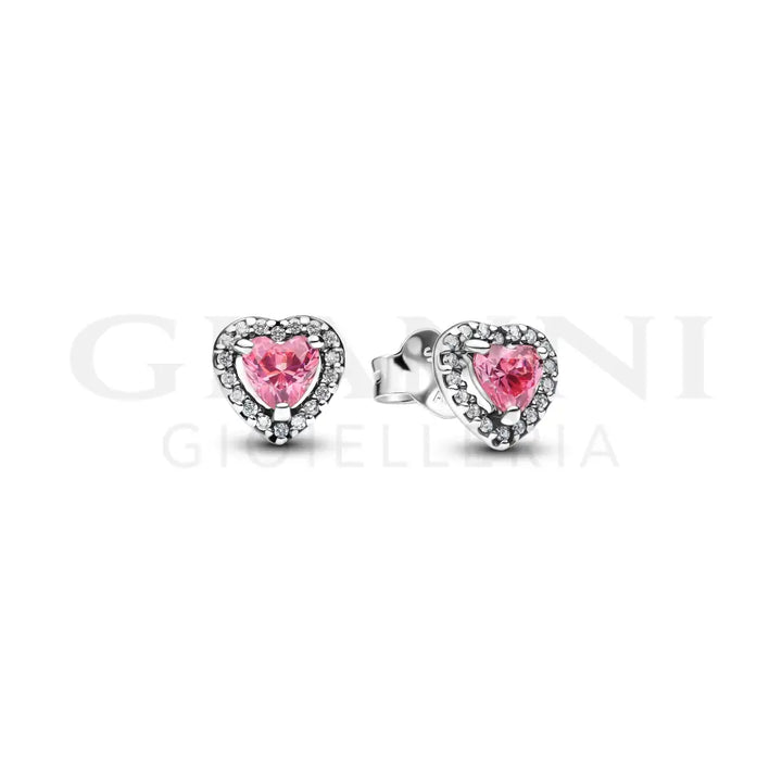 Orecchini Pandora - Cuori in Rilievo Rosa Orecchini