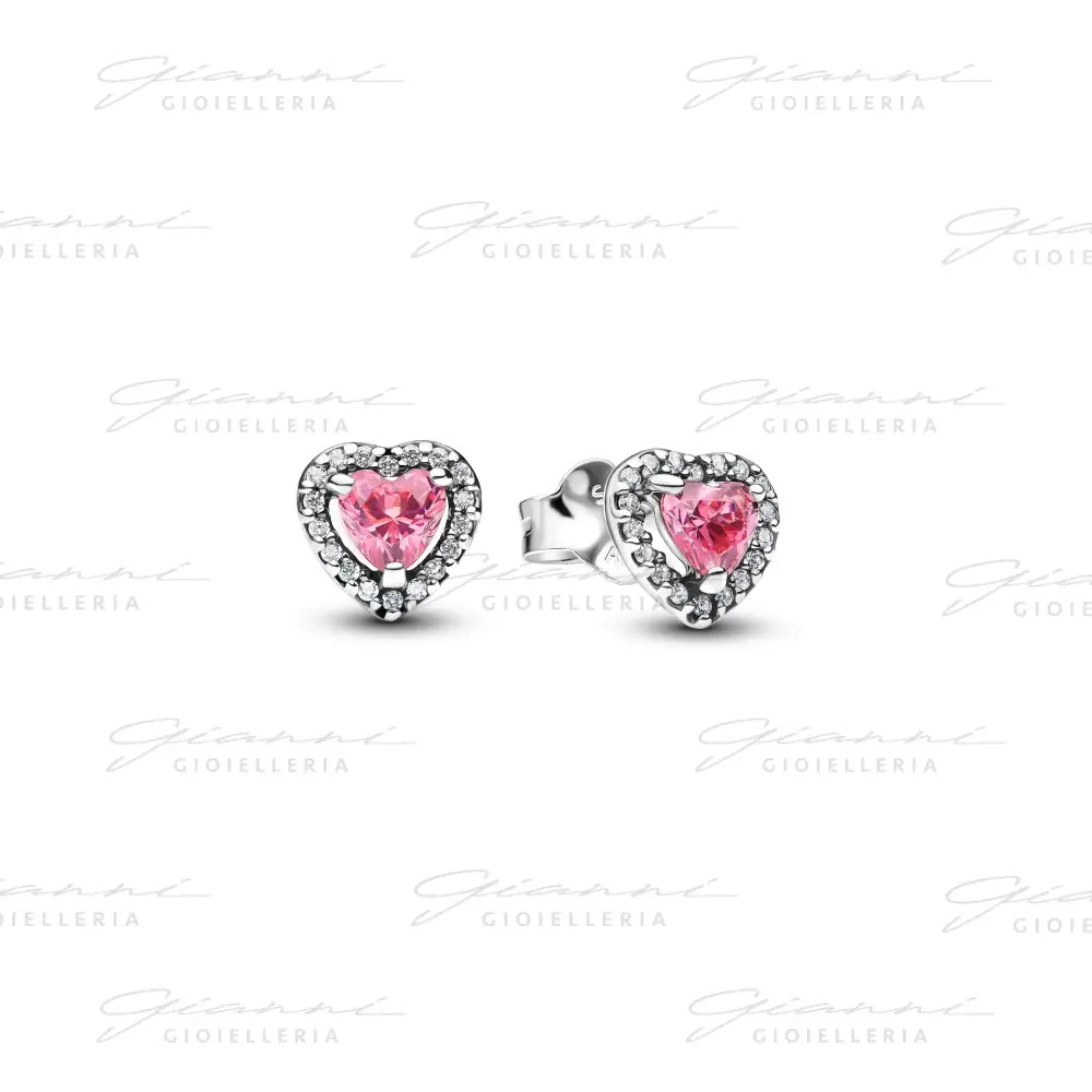 Orecchini Pandora - Cuori in Rilievo Rosa Orecchini