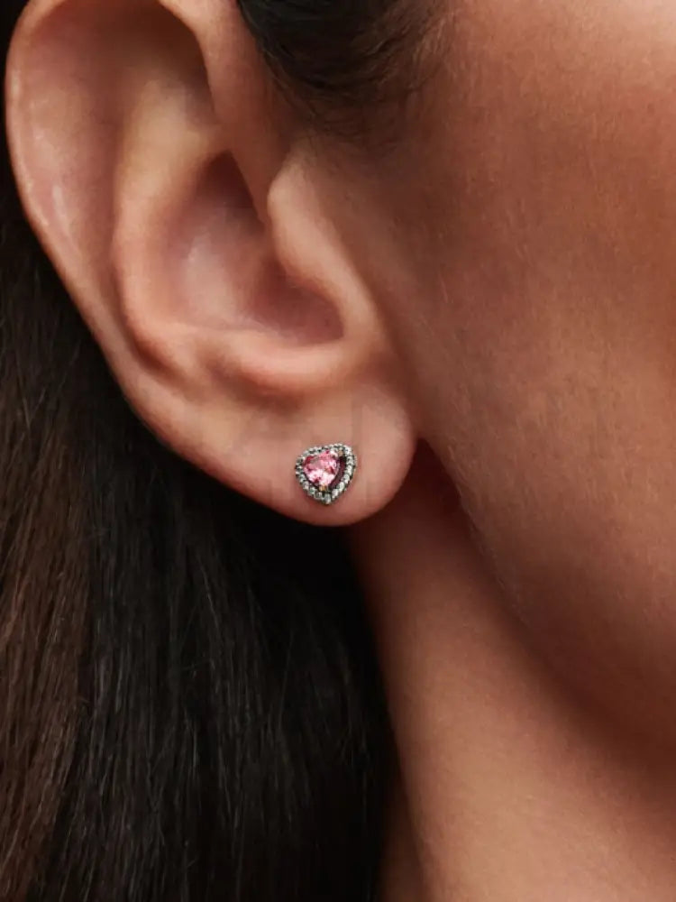 Orecchini Pandora - Cuori in Rilievo Rosa Orecchini
