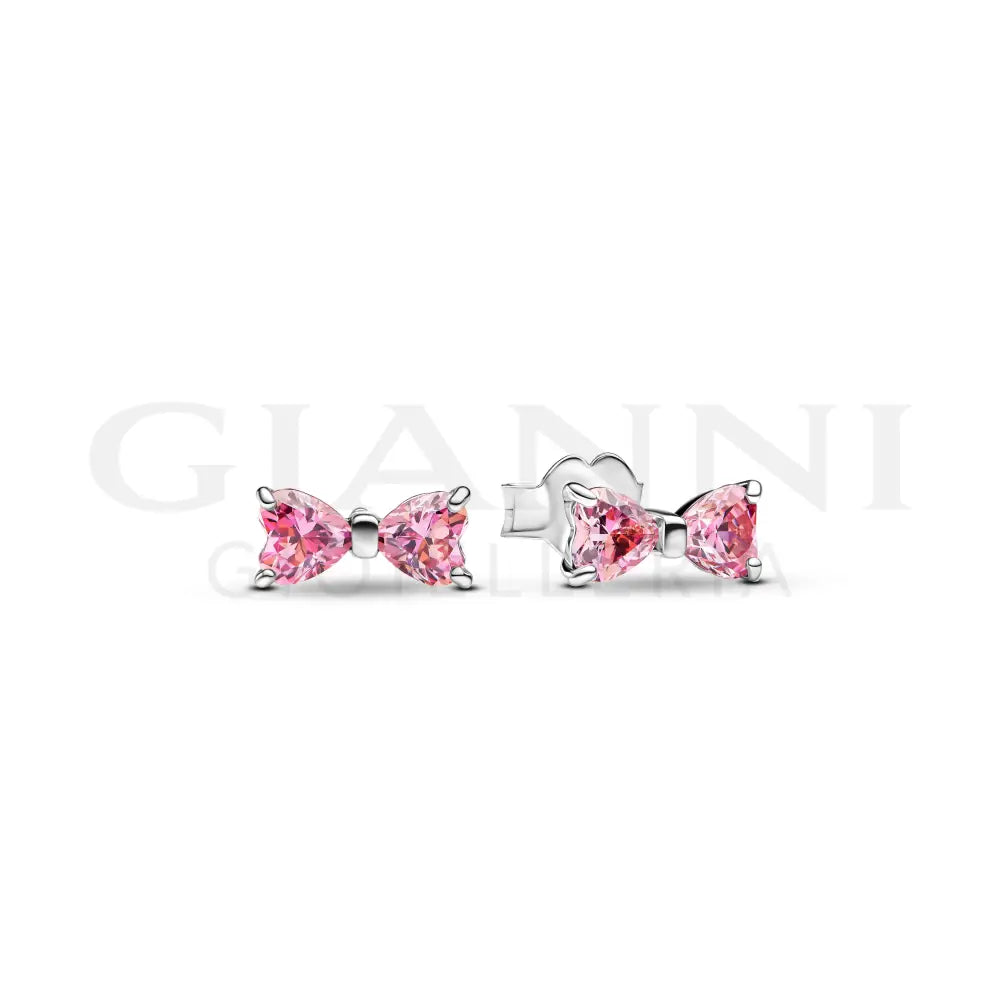 Orecchini Pandora - Fiocco Luminoso Rosa Grande Orecchini