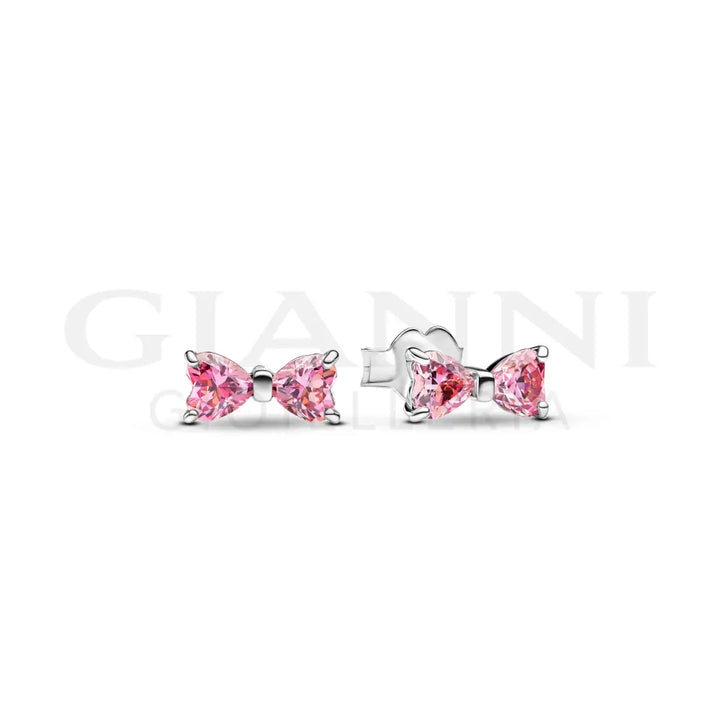 Orecchini Pandora - Fiocco Luminoso Rosa Grande Orecchini