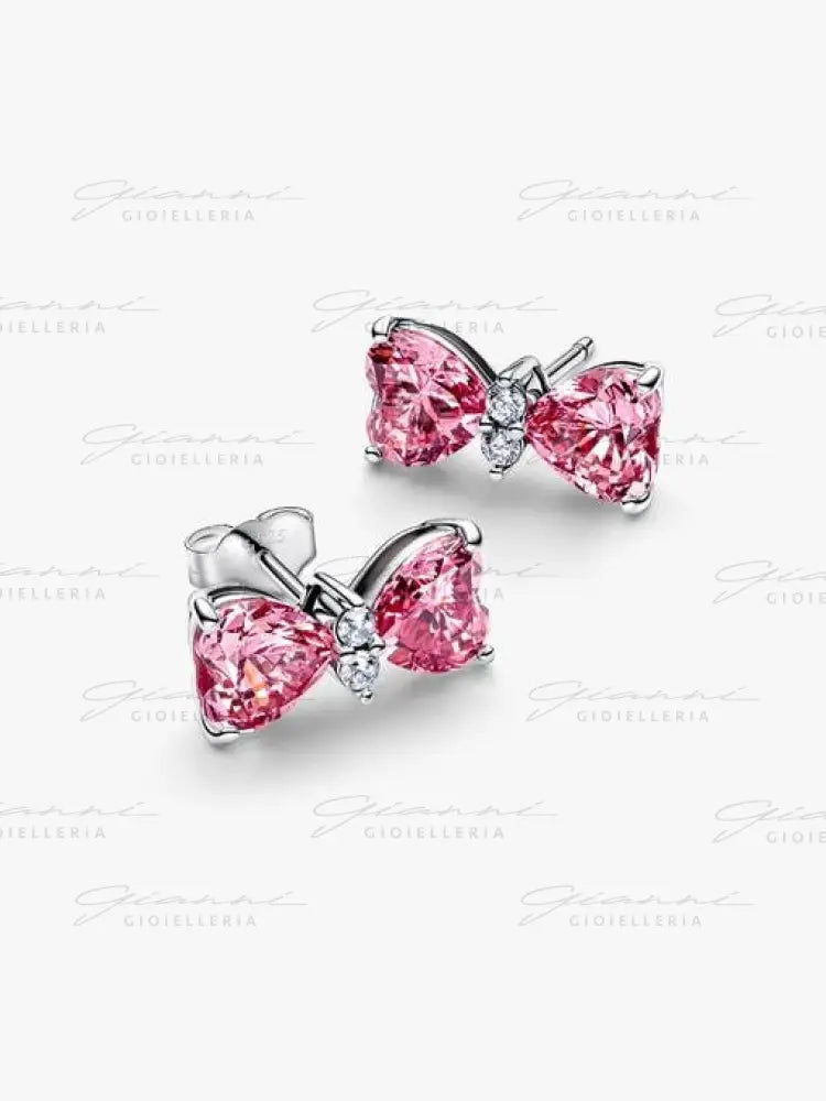 Orecchini Pandora - Fiocco Luminoso Rosa Grande Orecchini