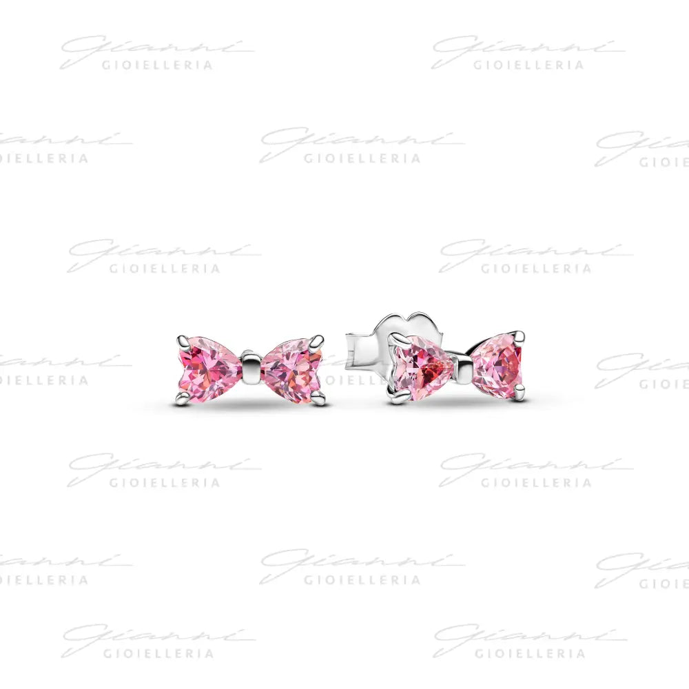Orecchini Pandora - Fiocco Luminoso Rosa Grande Orecchini
