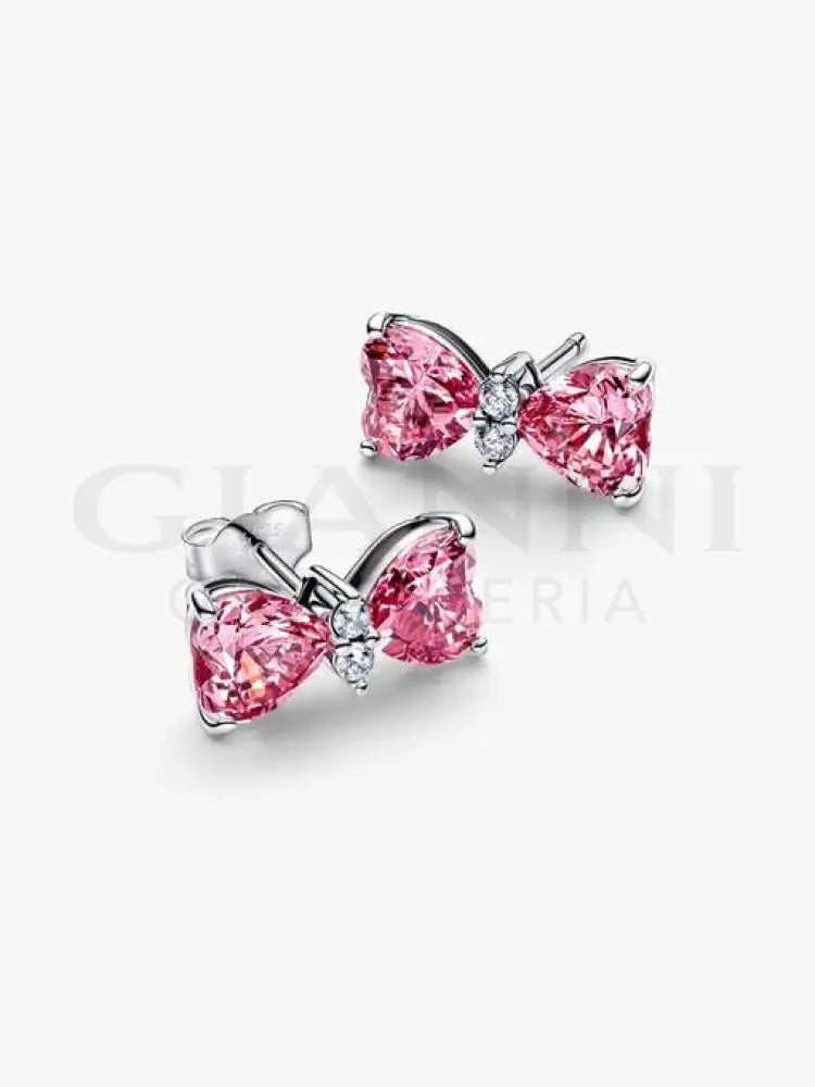 Orecchini Pandora - Fiocco Luminoso Rosa Grande Orecchini