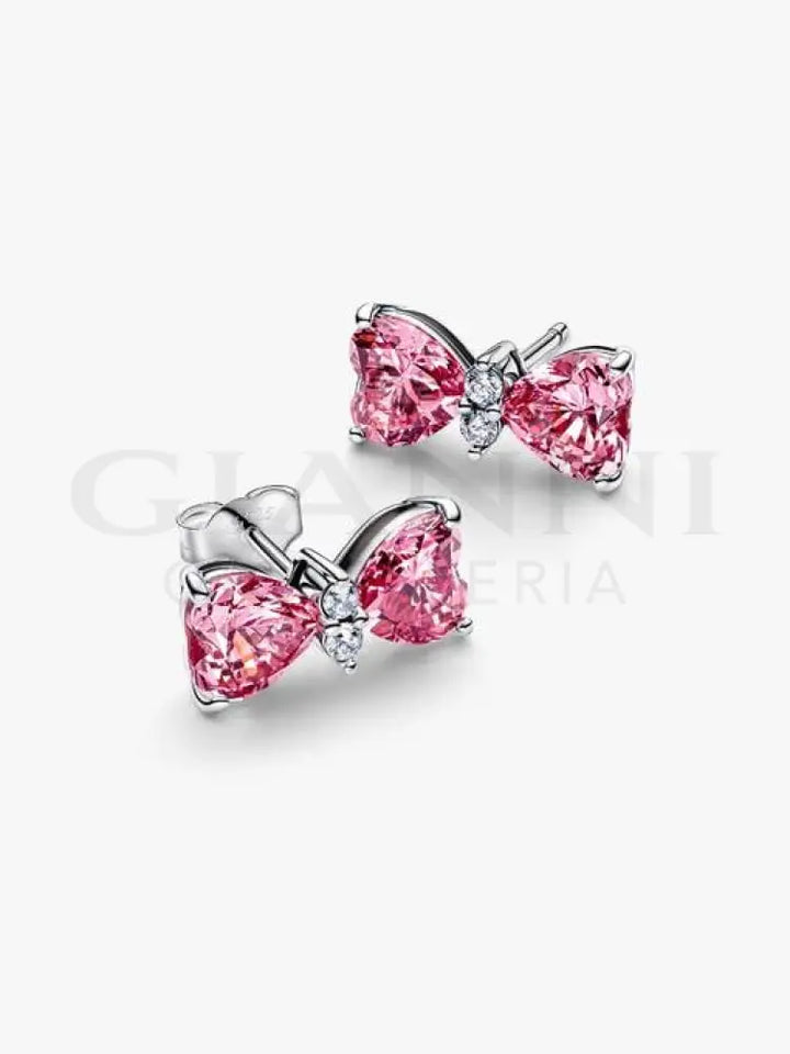 Orecchini Pandora - Fiocco Luminoso Rosa Grande Orecchini