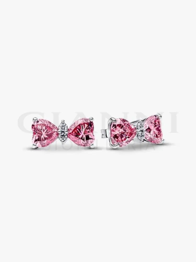 Orecchini Pandora - Fiocco Luminoso Rosa Grande Orecchini