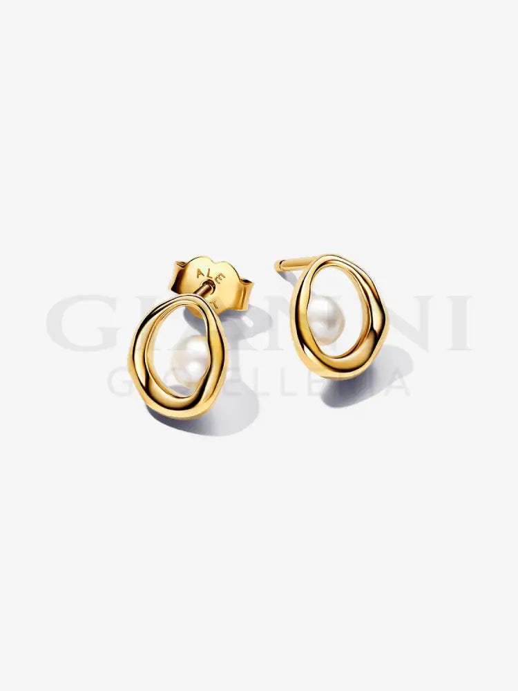Orecchini Pandora - Linea Sinuosa Ovale con Perla d’Acqua Dolce Coltivata Orecchini