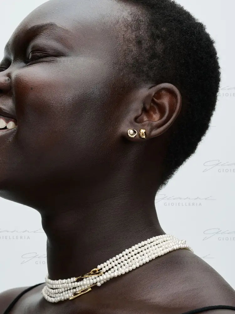 Orecchini Pandora - Linea Sinuosa Ovale con Perla d’Acqua Dolce Coltivata Orecchini