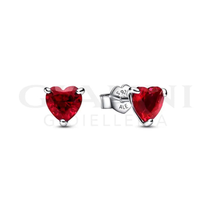 Qings Orecchini A Cuore Rosso In Argento 925 Anallergici | Pendenti Regalo Natale Per Donna | Gioielli Artigianali - 2