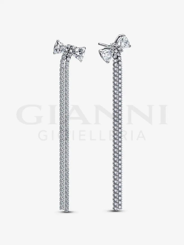 Orecchini Pandora - Pendenti Fiocco Luminoso e Pavè a Cascata Orecchini