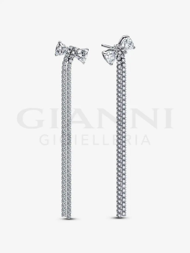Orecchini Pandora - Pendenti Fiocco Luminoso e Pavè a Cascata Orecchini