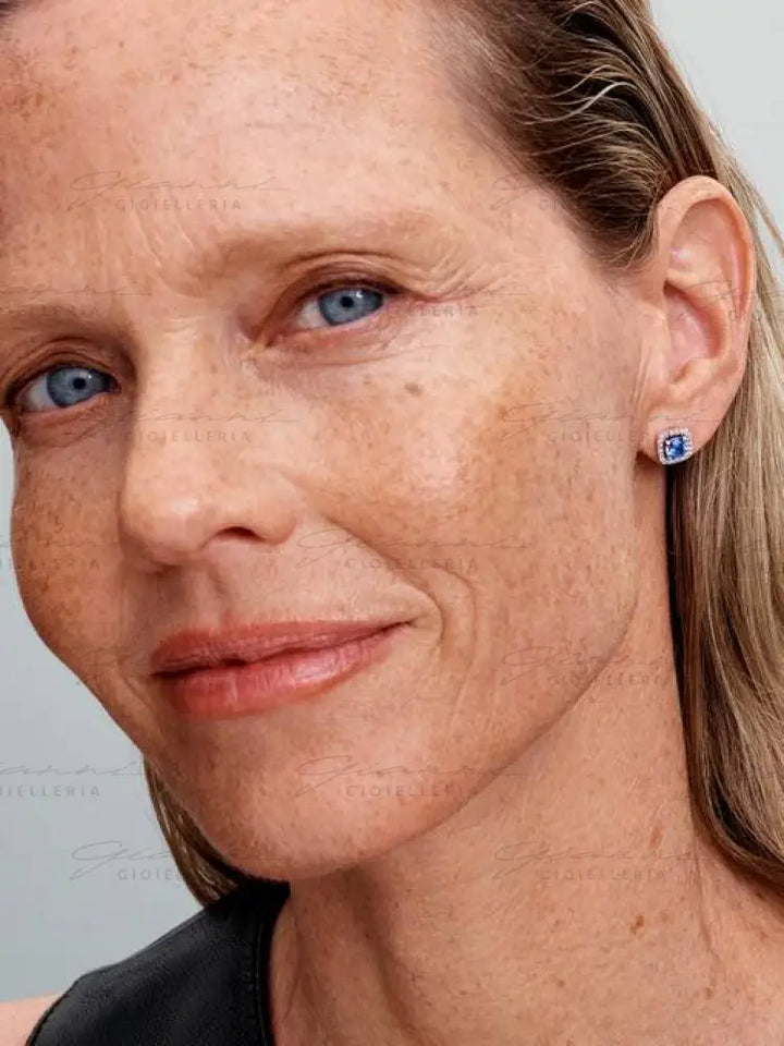 Orecchini Pandora - Punto Luce Quadrato Blu Orecchini