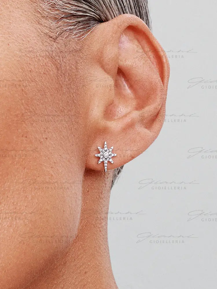 Pandora Moments 293587C01 - Orecchini Scintillanti A Forma Di Stella Polare In Argento Sterling Con Zirconi, Silber, Argento Sterling, Zirconia Cubica - Foto 9