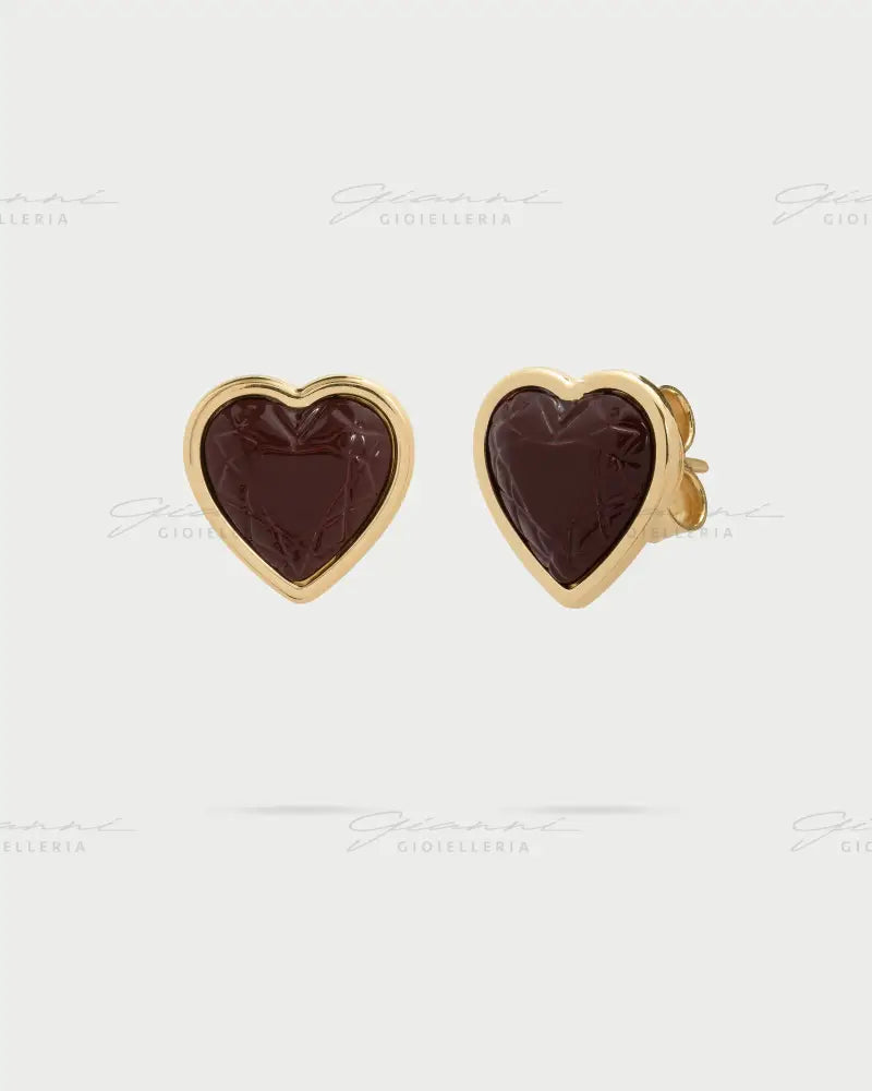 Orecchini Rue Des Mille - Choco lobo cuore oro giallo Orecchini