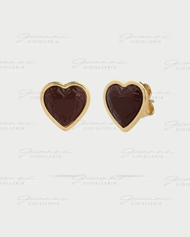 Orecchini Rue Des Mille - Choco lobo cuore oro giallo Orecchini