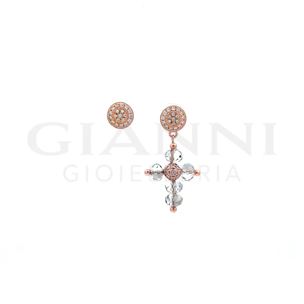 Orecchini Rue Des Mille - Croce Crystal Rainbow Cross Grigio Fumè - Orecchini