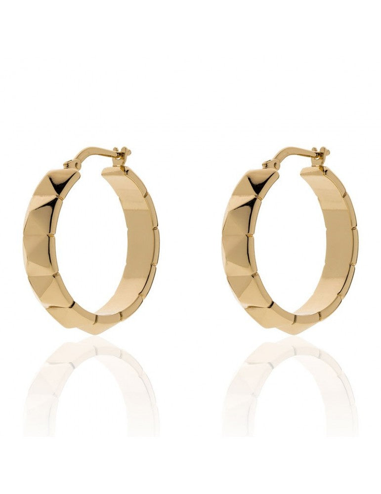 Orecchini Unoaerre - Cerchio in Bronzo con Piramidi in Rilievo Gold