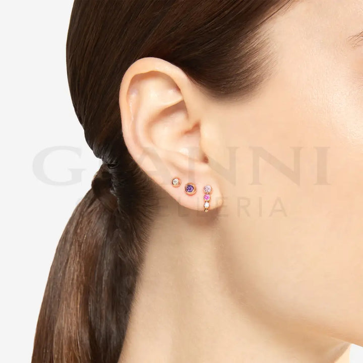 Orecchino DoDo - Stud bollicine oro rosa & ametista Orecchini