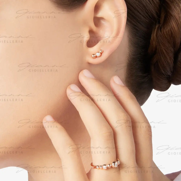 Orecchino DoDo - Stud bollicine oro rosa & diamante Orecchini