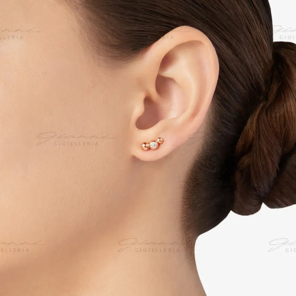 Orecchino DoDo - Stud bollicine oro rosa & diamante Orecchini
