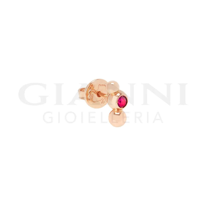 Orecchino DoDo - Stud bollicine oro rosa & rubino Orecchini