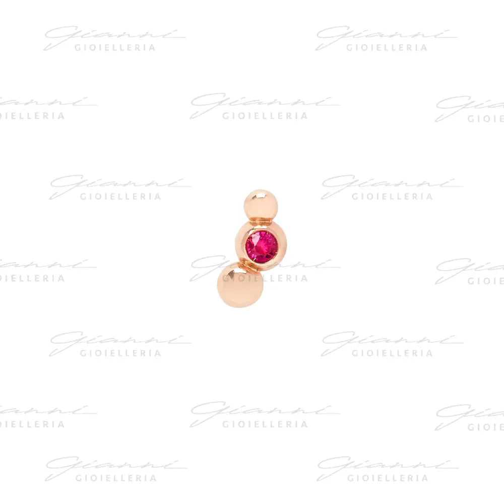 Orecchino DoDo - Stud bollicine oro rosa & rubino Orecchini