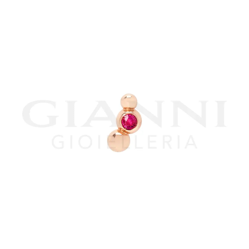 Orecchino DoDo - Stud bollicine oro rosa & rubino Orecchini