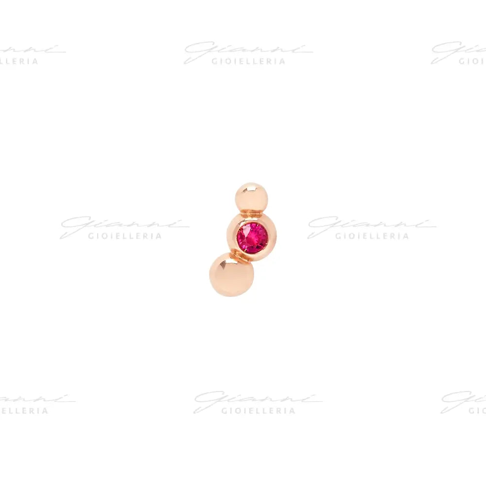 Orecchino DoDo - Stud bollicine oro rosa & rubino Orecchini