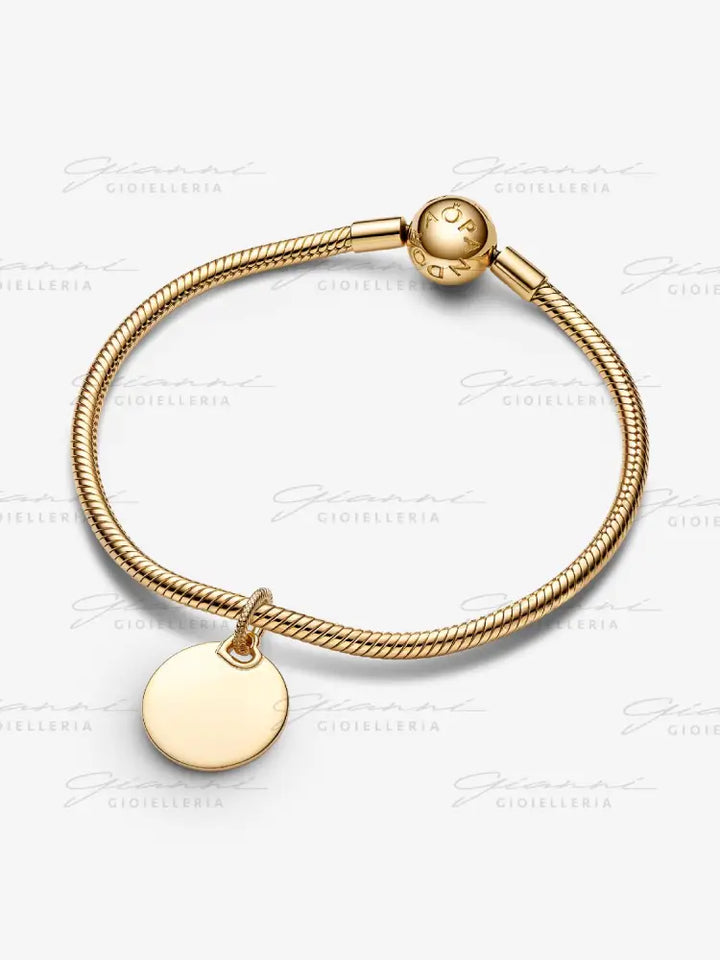 Pendente Pandora - Medaglia da incidere con Placcatura in Oro Charm