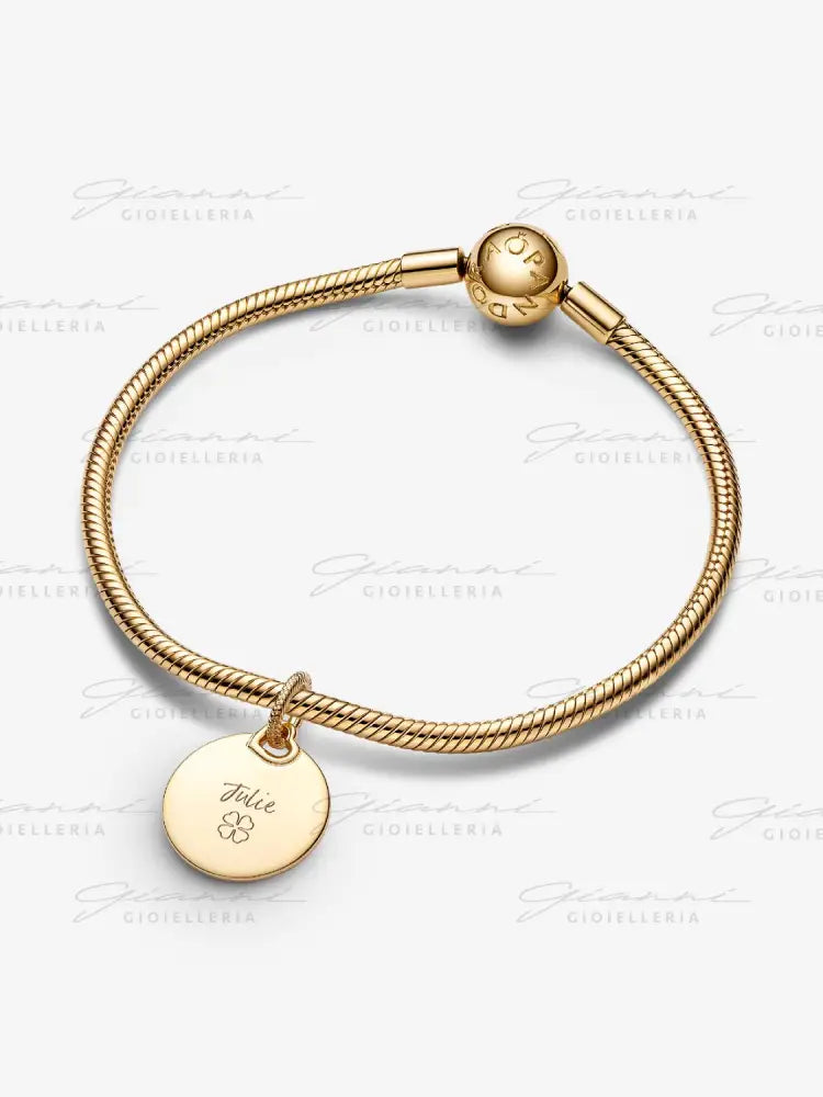 Pendente Pandora - Medaglia da incidere con Placcatura in Oro Charm