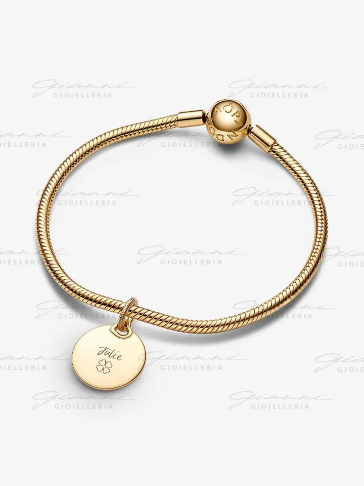 Pendente Pandora - Medaglia da incidere con Placcatura in Oro Charm