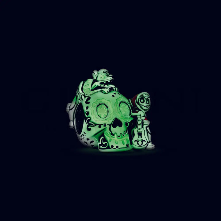 Pendente Pandora - Pixar Coco Teschio Miguel & Dante che si illumina al buio Charm