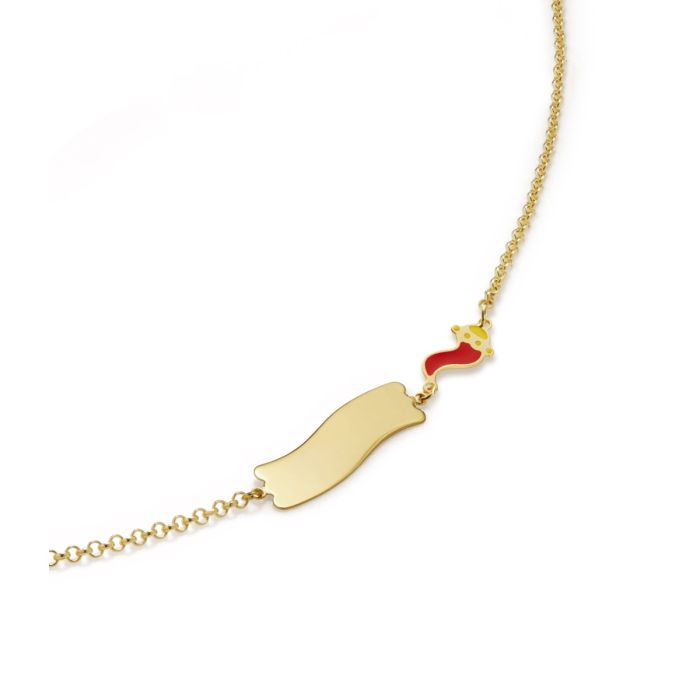 Bracciale leBebé - Fortuna con cornetto e targhetta in oro giallo
