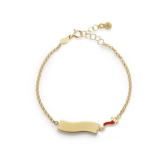 Bracciale leBebé - Fortuna con cornetto e targhetta in oro giallo