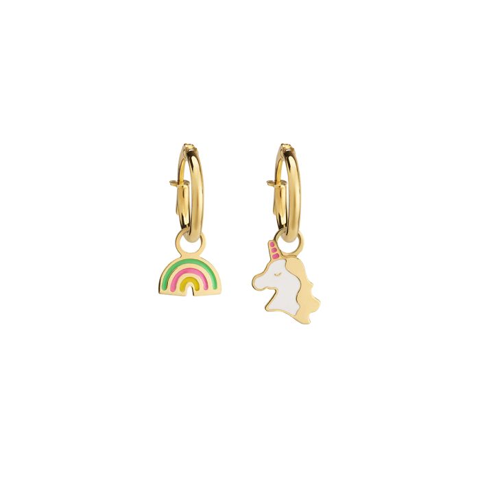 Orecchini leBebé - Cerchietto Toys in oro giallo con arcobaleno e unicorno