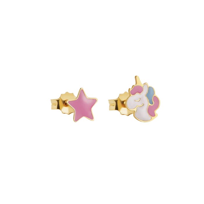 Orecchini leBebé - Toys in oro giallo con unicorno e stellina