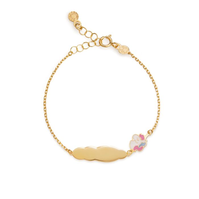 Bracciale leBebé - Toys in oro giallo con unicorno e targhetta in oro giallo