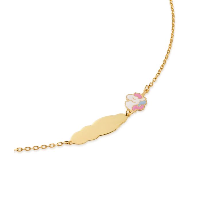Bracciale leBebé - Toys in oro giallo con unicorno e targhetta in oro giallo